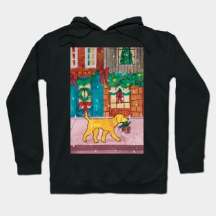 Christmas dog gift watercolor illustration Hoodie